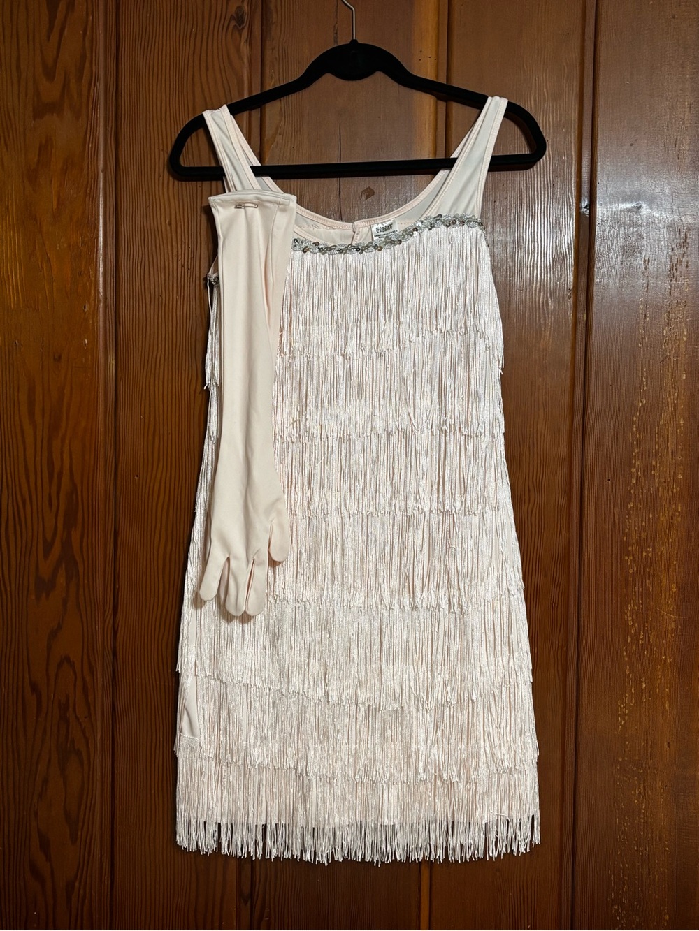Light Pink Flappers Dress w/Matching Long Gloves Size Small